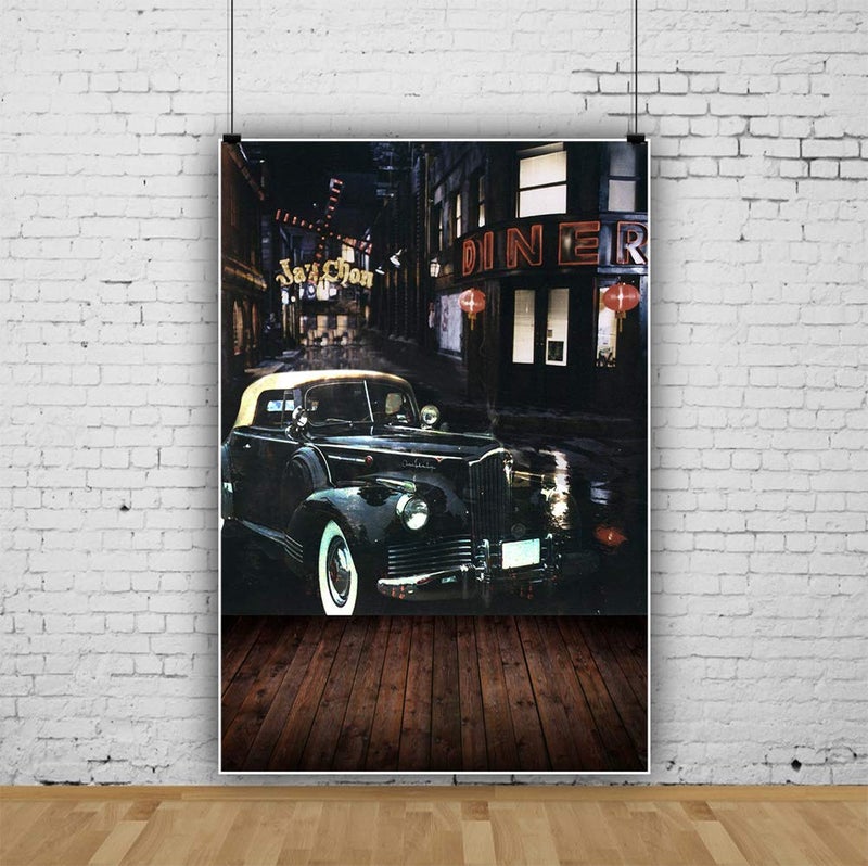 AOFOTO 6x8ft Artistic Background Photography Backdrops Vintage Car Street Buildings Wooden Floors Boys Child Adult Portrait Scene City Studio Props Video Girl Photo Shoot - Image 2